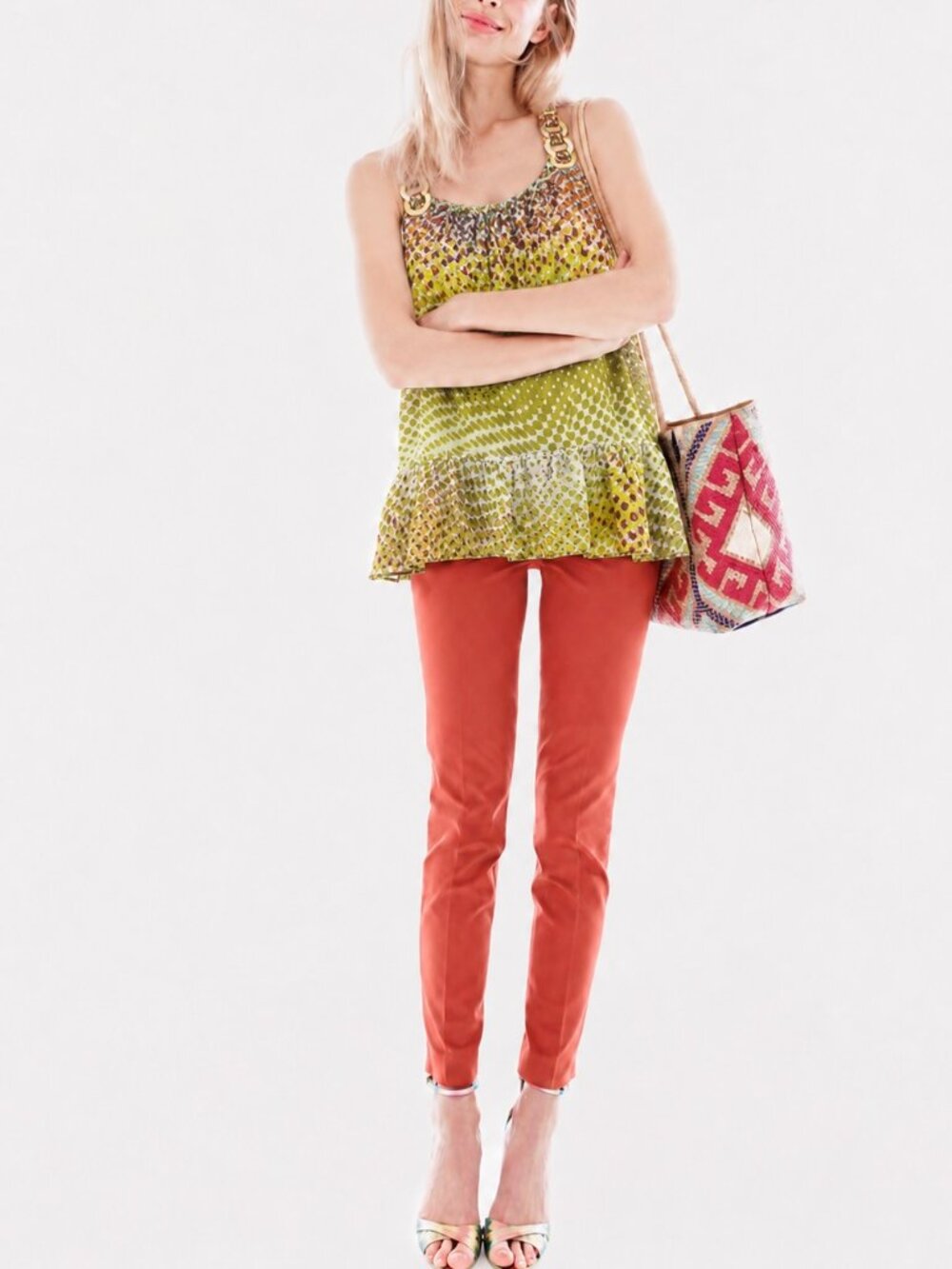 Silk Printed Tank with Shell Embellishments (0336)